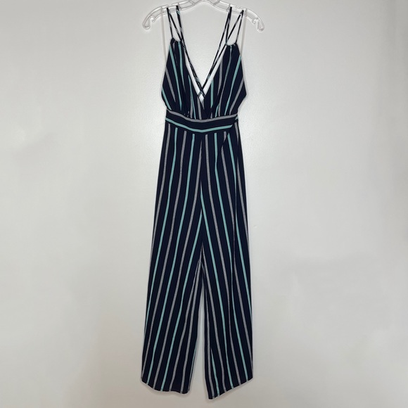 Pixi + Ivy Navy Striped Wide Leg Jumper Medium - Picture 8 of 8